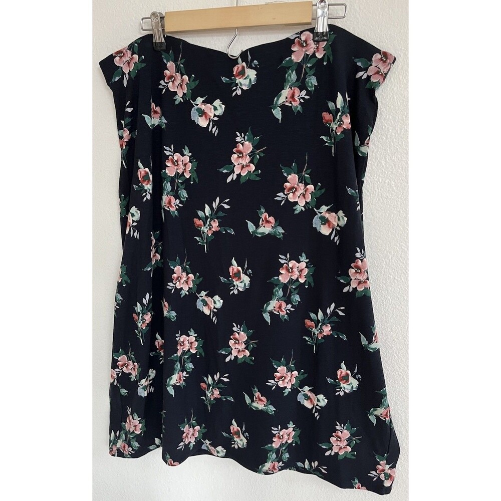 J.Jill Womens Size Large Black Floral Print A-Line Skirt Boho Chic Cottagecore